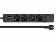 Delock 11209 - 1,5 m - 4 prises secteur - Intérieur - Type F - Noir