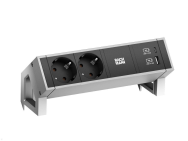 Bachmann DESK2 2xCEE7/3 1xUSB A&C 22W Chargeur 0,2m GST18 INOX