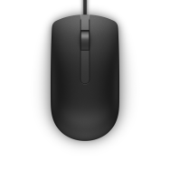 Dell MS116 - Ambidextrous - Optical - USB Type-A - 1000 DPI - Black