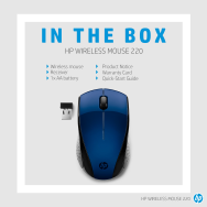 Souris sans fil HP 220 3 boutons 2,4 GHz, bleue (7KX11AA#ABB)