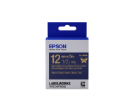 Ruban satin pour cartouche d'étiquettes Epson LK-4HKK Or/Marine 12 mm (5 m) - Or sur bleu marine - Japon - Satin - Epson - LabelWorks LW-Z900FK Qwerty - 1,2 cm