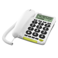 Doro PhoneEasy 312cs - Téléphone analogique - Combiné filaire - Haut-parleur - 30 entrées - Affichage de l'appelant - Blanc
