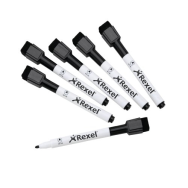 Rexel Magnetic Dry-Erase Markers Black (6) - 6 pc(s) - Black - Black - White - Fine - 105 mm - 128 mm