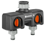Raccord double robinet Gardena noir orange