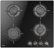 Amica PPGCD6100BoB Table de cuisson à gaz, 59cm, 4 zones, noir