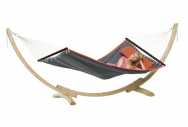 Amazonas AZ-6010130 - Hamac à structure - 160 kg - 1 personne(s) - Coton - Polyester - Gris - Bois