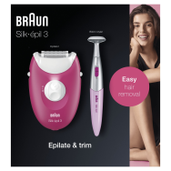 Braun Silk-épil 3-420 Épilateur Rose/Blanc 20 Pinces
