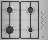 BEKO HIBG64120SX - Table de cuisson à gaz encastrable 60cm 4 zones en acier inoxydable