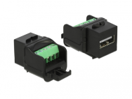 Delock 86386 - Plat - Noir - USB A - Terminal - Femelle - Femelle