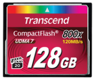 Carte mémoire MLC Transcend CompactFlash 800x 128 Go 120 Mo/s