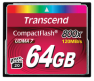Carte mémoire MLC Transcend CompactFlash 800x 64 Go 120 Mo/s