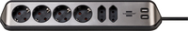 Brennenstuhl 1153590610 Multiprise 6 prises 2m IP20 noir/argent