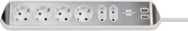 Brennenstuhl 1153590620 Multiprise 6 prises 2m IP20 argent/blanc