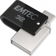 EMTEC T260B - 32 Go - USB Type-A / Micro-USB - 2.0 - 15 Mo/s - Pivotant - Noir - Acier inoxydable