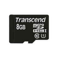 Transcend microSDHC 8GB Classe 10 UHS-I 90MB/s avec adaptateur
