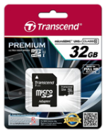 Adaptateur microSDHC 32 Go UHS-I 90 Mo/s U1 Transcend Classe 10