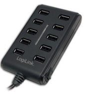 Hub USB 2.0 LogiLink 10 ports avec commutateurs 480 Mbps