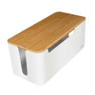 LogiLink KAB0075 Boîte de câbles avec couvercle en bambou Blanc 310x140x130mm