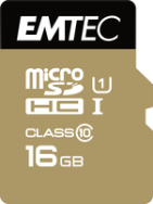 EMTEC microSD Class10 Gold+ 16 Go - 16 Go - MicroSDHC - Classe 10 - 85 Mo/s - 21 Mo/s - Bleu - Or