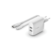 Chargeur double USB-A, 24W avec câble USB-C 1m