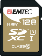 EMTEC ECMSD128GXC10SP - 128 Go - SDXC - Classe 10 - 95 Mo/s - 90 Mo/s - Noir