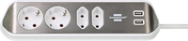 Brennenstuhl 1153590420 Multiprise 4 prises 2m IP20 argent/blanc