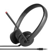 Casque stéréo analogique Lenovo - Filaire - Bureau/Centre d'appels - 110 g - Noir