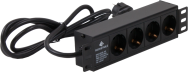 Rockstable Multiprise 4 voies 1U 1.8m Noir