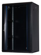Rockstable 18U 19" Rack mural en verre trempé noir