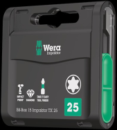 Wera 15 Impaktor TX - 15 pièces - Torx - 25,4 / 4 mm (1 / 4") - Hexagonal - Plastique - Boîte