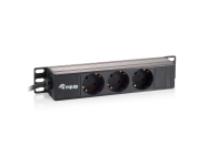 Bloc de distribution d'alimentation allemand Equip 3 prises - 10" - 1U - Plastique - Noir - 3 prises CA - 1,5 m - 250 V