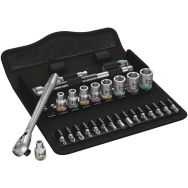 Wera 8100 SA 8 - Jeu de clés à douille - 28 pièces. - Noir, chrome - CE - Poignée à cliquet - 2 pcs.