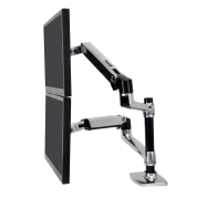 Bras d'empilage double Ergotron Série LX - 18,1 kg - 61 cm (24") - 75 x 75 mm - 100 x 100 mm - Réglage de la hauteur - Argent