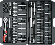 Yato YT-14501 Jeu de clés à douille - 56 pièces chrome vanadium, 1,85 kg