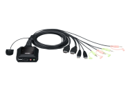 Commutateur KVM ATEN 2 ports USB 4K HDMI - Câble avec sélecteur de port à distance
