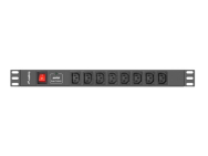 PDU-08I-0200-C20-BK : PDU 1U à 8 sockets, C13, noir