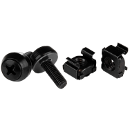 Lot de 50 vis et écrous pour rack de serveur 10-32, noirs