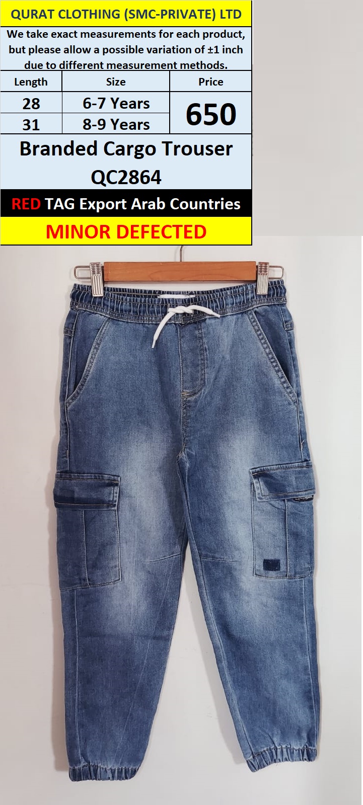 RED TAG Brand Cargo Trouser QC2864 Export Arab Countries (Minor Defected
