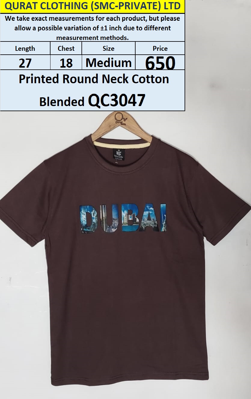 Dubai Round Neck Cotton Blended T-shirt QC3047