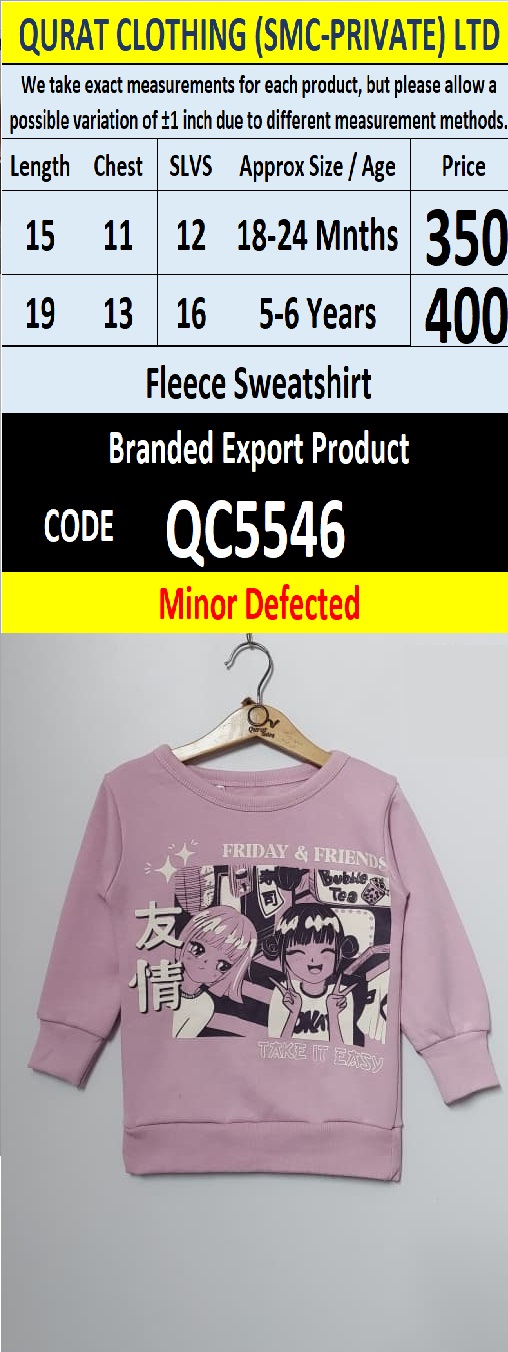 Infinity Kids Brand Fleece Sweatshirt Export Europe or USA (Minor Defected Product) - QC5546