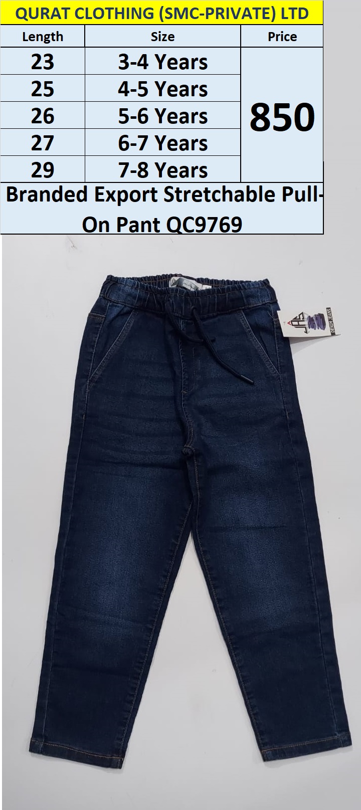 Branded Export Soft Stretchable Pull-On Waist Pant QC9769