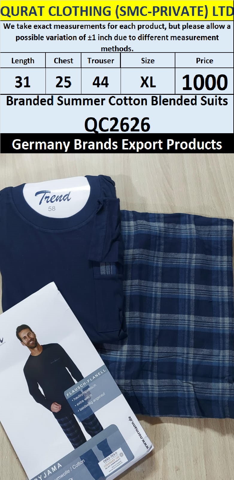 International Brands Summer Cotton Blended Suits Export Germany QC2626