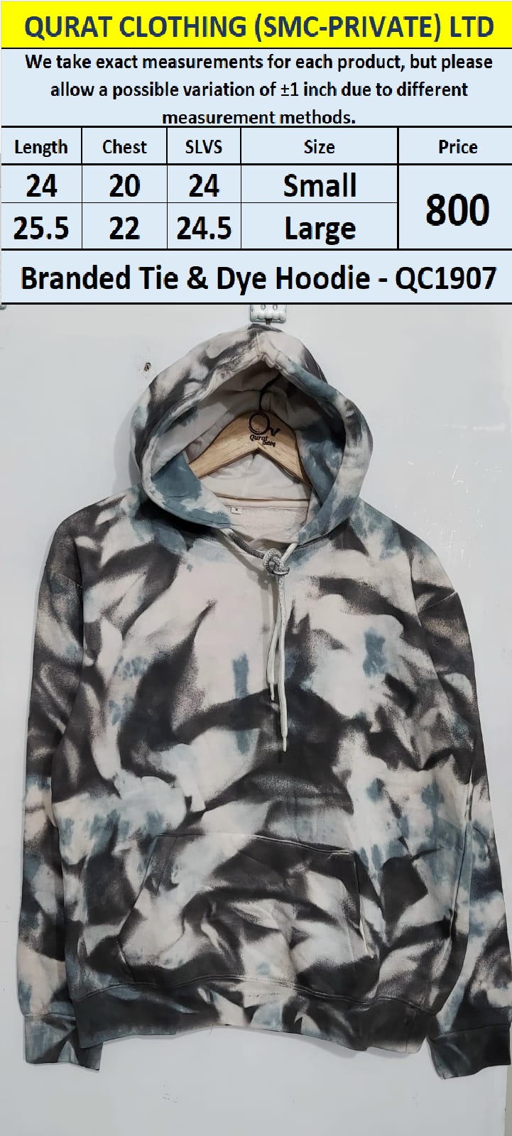 Branded Export Tie & Dye Hoodie QC1907