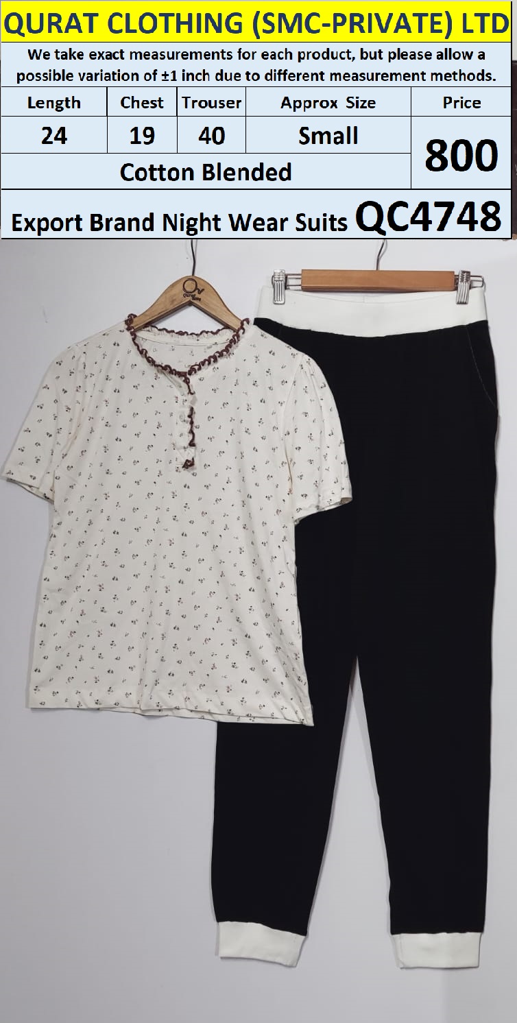 Cotton Blended Export Brand Night Suit QC4748