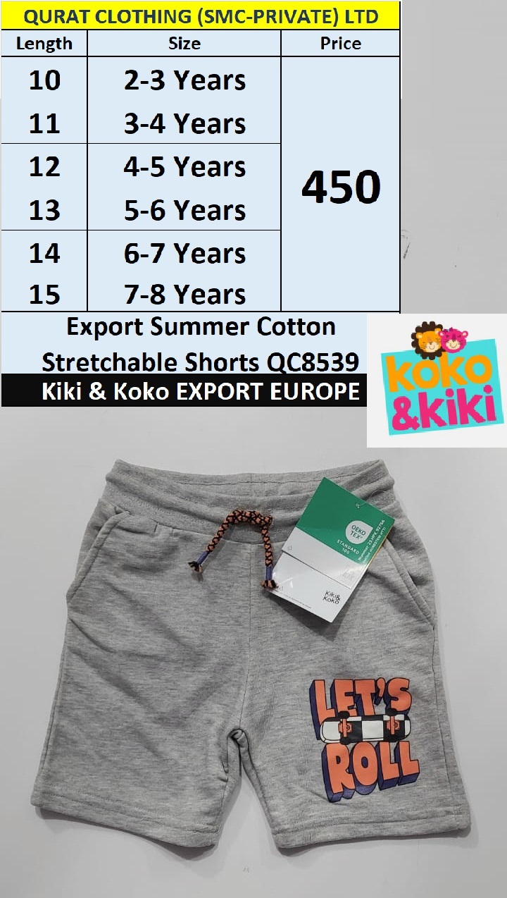 Kiki & Koko Export Europe Summer Cotton Stretchable Shorts QC8539