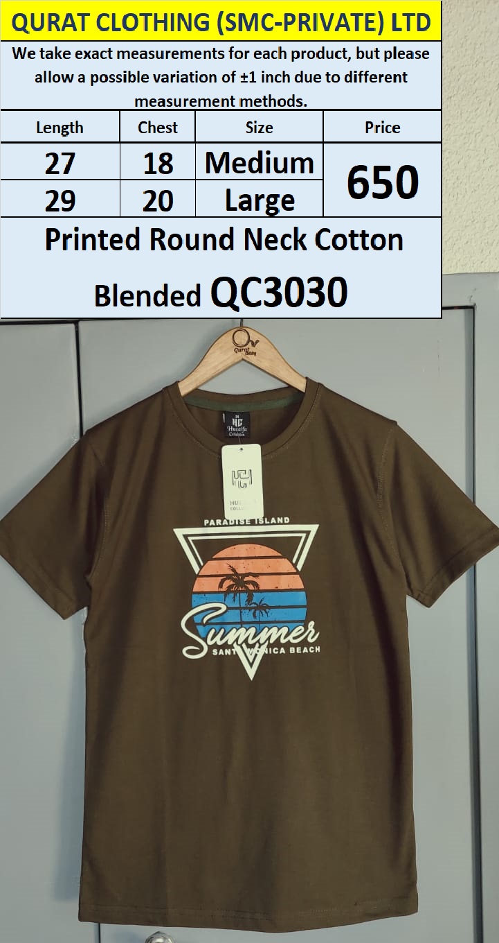 Santa Monica Beach Round Neck Cotton Blended T-shirt QC3030