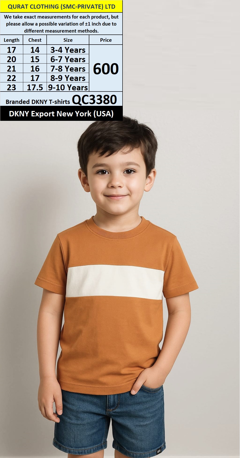Branded DKNY T-Shirt QC3380 Export New York (USA)