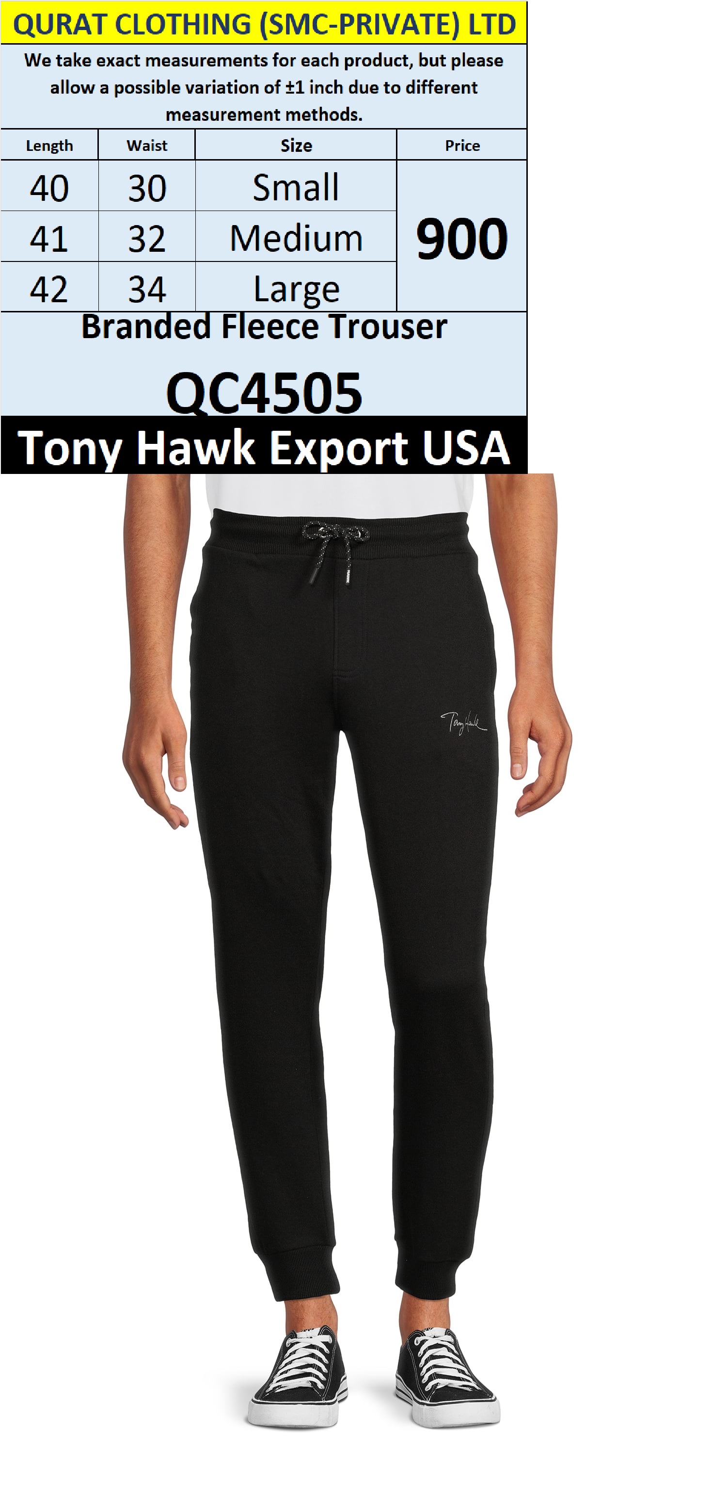Tony Hawk Brand Fleece Trouser QC4505 Export USA - QC4505