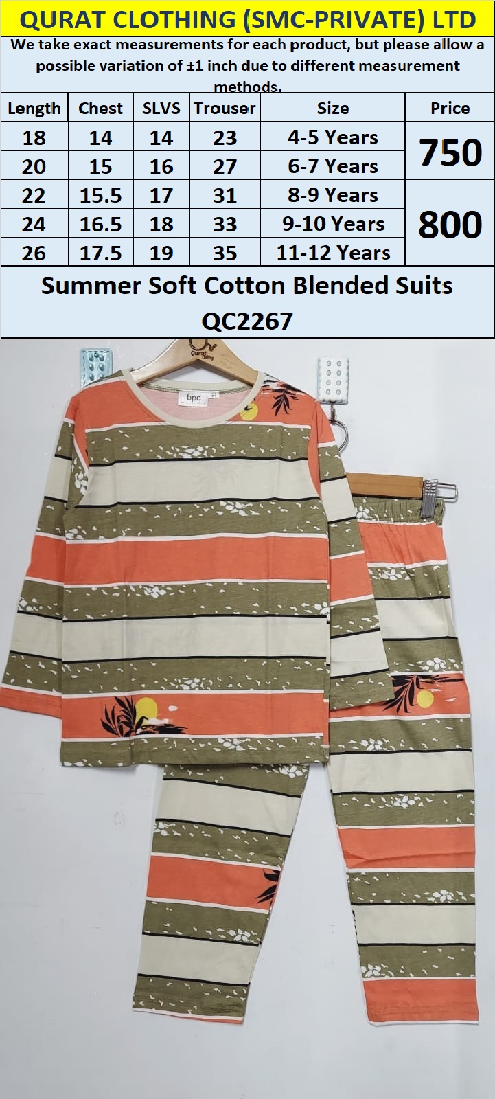 Summer Soft Cotton Blended Suit QC2267