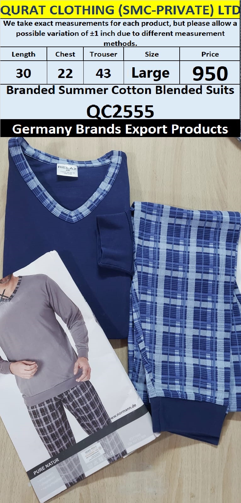 International Brands Summer Cotton Blended Suits Export Germany QC2555
